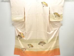 金彩扇面に屋敷草花模様訪問着(重ね衿付き)